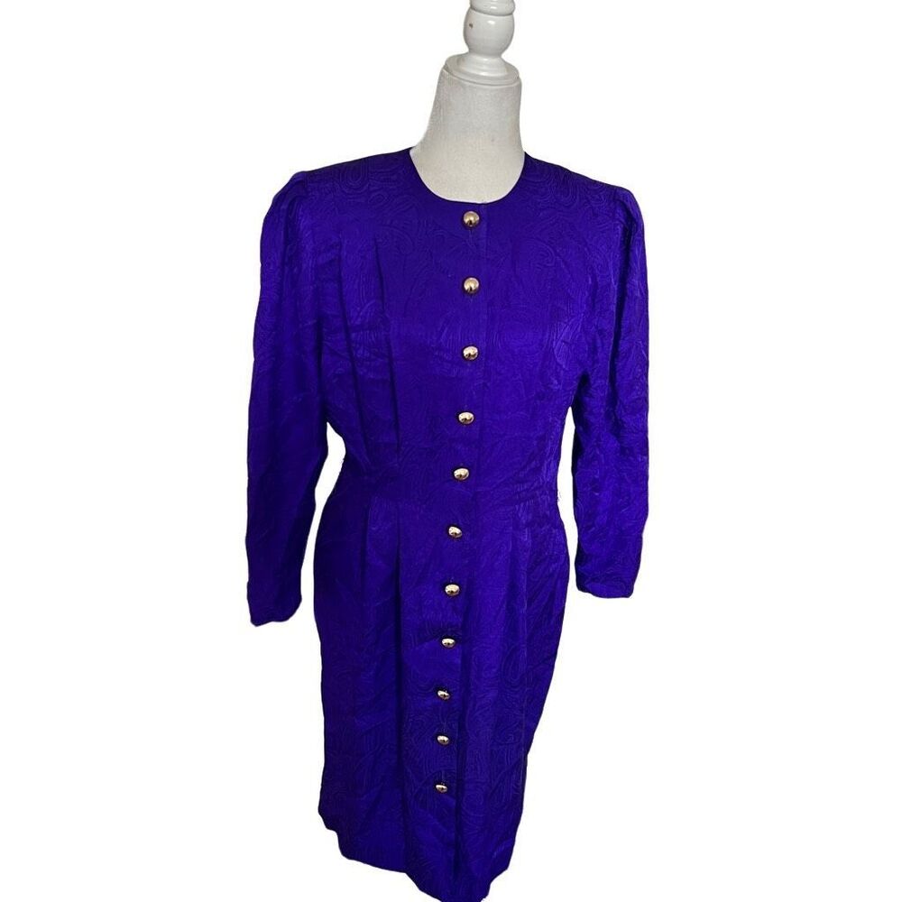 Adrianna Papell too petites violet size 12 100% silk dress